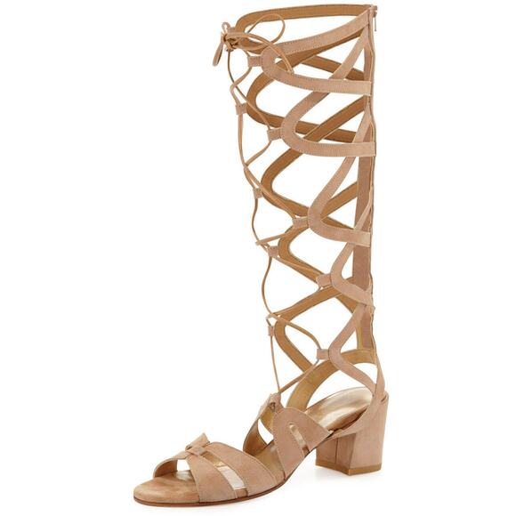 Stuart Weitzman Roman Gladiator Suede Sandal Size 8 Block Heel Open Toe $425 New - Picture 11 of 11